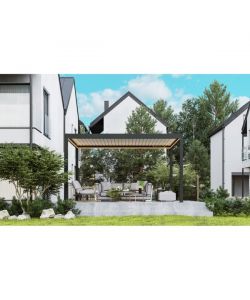 Giardini di Maggio Pergola Bioclimatica motorizzata Quadrifoglio 4x3 m Antracite e Grigio