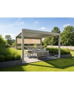 Pergola Bioclimatica Ulivo Motorizzata 4x4 m Beige LED e Telecomando