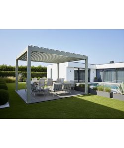 Pergola Bioclimatica Ulivo Motorizzata 4x4 m Beige LED e Telecomando
