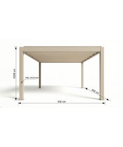 Pergola Bioclimatica Ulivo Motorizzata 4x4 m Beige LED e Telecomando