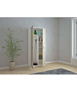 Armadio Multiuso Bianco e Olmo - 2 Ante - 5 Ripiani - 72x36x186 cm