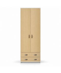 Armadio Lugano doppia anta in ciliegio Olmo con cassetti - 207x80x52 cm