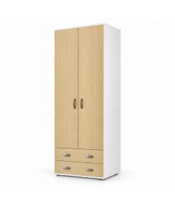 Armadio Lugano doppia anta in ciliegio Olmo con cassetti - 207x80x52 cm