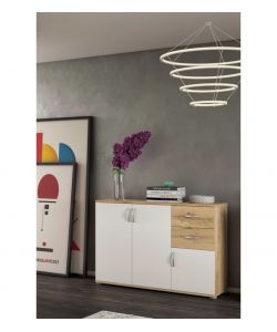 Domo Mea Mobile Buffet Londra Nodo e Bianco - Design Moderno 120x35x83 cm