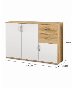 Domo Mea Mobile Buffet Londra Nodo e Bianco - Design Moderno 120x35x83 cm