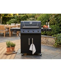 Barbecue a Gas Supergusto 4 Fuochi 10 kW con Coperchio Smaltato 128x63 cm