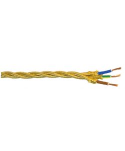 FRRTX Cavo elettrico tessile decorativo marrone 3x1,5 mmq flessibile