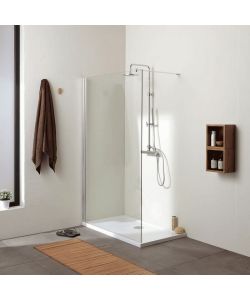 Box Doccia Walk-In 120x190 cm in Vetro Trasparente Cromato