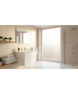 Mobile Bagno Sospeso Bianco 80cm con Lavabo e Specchio