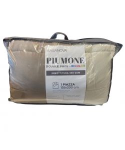 Piumone 1 Piazza Double-Face Tortora e Beige Imbottito - 155x200 cm