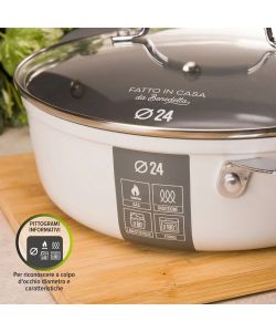 Fatto in casa Benedetta Tegame per Induzione 24 cm con Coperchio