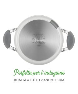 Fatto in casa Benedetta Tegame per Induzione 24 cm con Coperchio