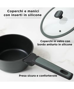 Batteria Pentole Corredo - Set Completo Verde Antiaderente 11 Pezzi