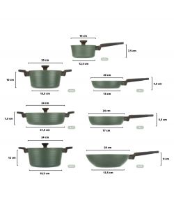Batteria Pentole Corredo - Set Completo Verde Antiaderente 11 Pezzi