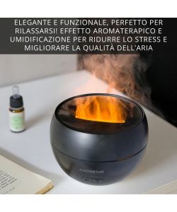Diffusore di Aromi Elettrico Nero con Effetto Fiamma 3D relax - 150 ml