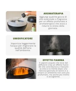Diffusore di Aromi Elettrico Nero con Effetto Fiamma 3D relax - 150 ml