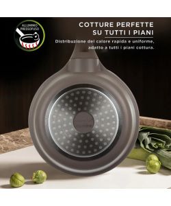Padella Antiaderente Induzione Taupe 30 cm con Salvapadella
