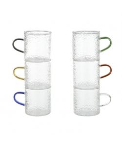 Kasanova Set 6 Tazze Caffè 100 ml Vetro Borosilicato Multicolore Elegante