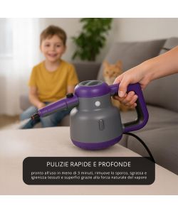 Kasanova - Pulitore a Vapore 1500W Grigio - Portatile e Compatto