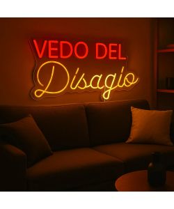 Insegna Luminosa Vedo del Disagio - LED Neon Multicolore 65x37 cm