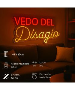 Insegna Luminosa Vedo del Disagio - LED Neon Multicolore 65x37 cm