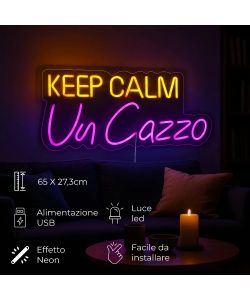 Insegna Luminosa Keep Calm - Scritta LED Multicolore 65x27,3 cm