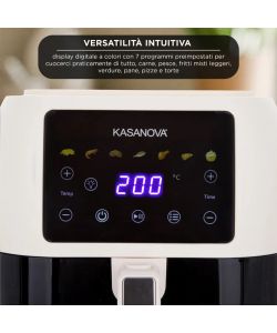 Friggitrice Digitale ad Aria 8L Beige - Design Salvaspazio - 7 Programmi