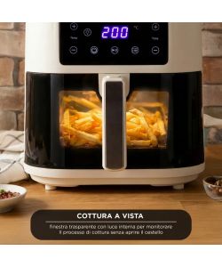 Friggitrice Digitale ad Aria 8L Beige - Design Salvaspazio - 7 Programmi