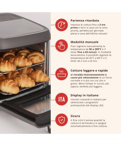 FATTO IN CASA DA BENEDETTA Friggitrice ad Aria XXL 12L Nera con Timer