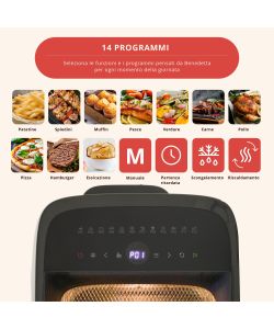 FATTO IN CASA DA BENEDETTA Friggitrice ad Aria XXL 12L Nera con Timer