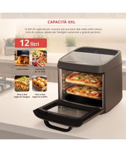 FATTO IN CASA DA BENEDETTA Friggitrice ad Aria XXL 12L Nera con Timer