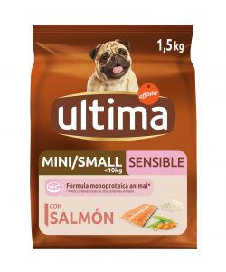 Ultima Crocchette Mini Sensitive 1,5 kg - Salmone e Riso per Cani