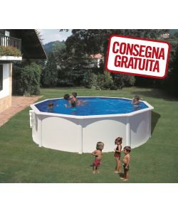 Piscina Tonda Acciaio Bianca  460 x 120 h cm