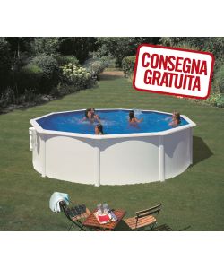 Piscina Tonda Acciaio Bianca  350 x 120 h cm