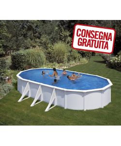 Piscina Ovale Acciaio Bianca 730 x 375 x 120 h cm