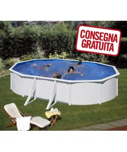 Piscina Ovale Acciaio Bianca 610 x 375 x 120 h cm