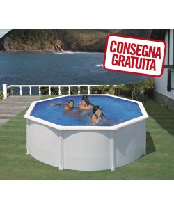 Piscina Tonda Acciaio Bianca  350 x 120 h cm