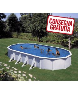 Piscina Ovale Acciaio Bianca 810 x 470 x 132 h cm