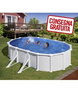 Piscina Ovale Acciaio Bianca 610 x 375 x 132 h cm