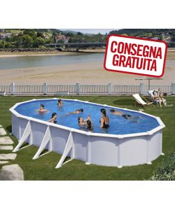 Piscina Ovale Acciaio Bianca 730 x 375 x 132 h cm