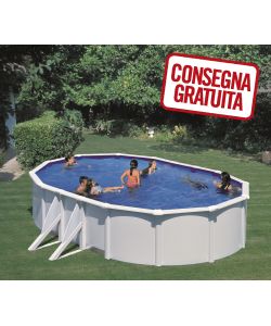 Piscina Ovale Acciaio Bianca 610 x 375 x 120 h cm