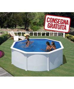 Piscina Tonda Acciaio Bianca  300 x 120 h cm