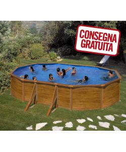 Piscina Ovale Acciaio In Legno 500 x 300 x 120 h cm