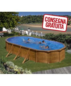 Piscina Ovale Acciaio Legno 730 x 375 x 120 h cm