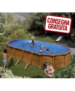 Piscina Ovale Acciaio Legno 730 x 375 x 132 h cm
