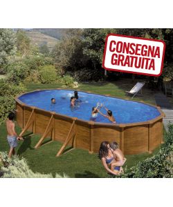 Piscina Ovale Acciaio Legno 730 x 375 x 132 h cm