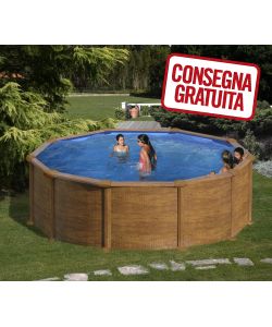 Piscina Tonda Acciaio Legno  460 x 132 h cm