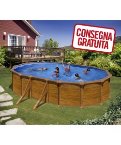 Piscina Ovale Acciaio Legno 500 x 300 x 132 h cm