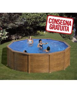 Piscina Tonda Acciaio Legno 460 x 120 h cm