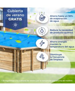 Gre Piscina in legno Macadamia 632x335x130 cm con scaletta e filtro sabbia